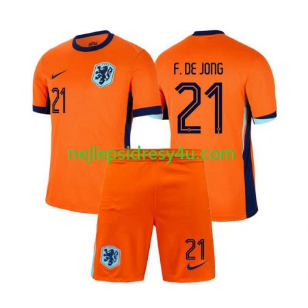 Fotbalový Dres Nizozemsko Frenkie de Jong 21 Dětské Domácí ME 2024